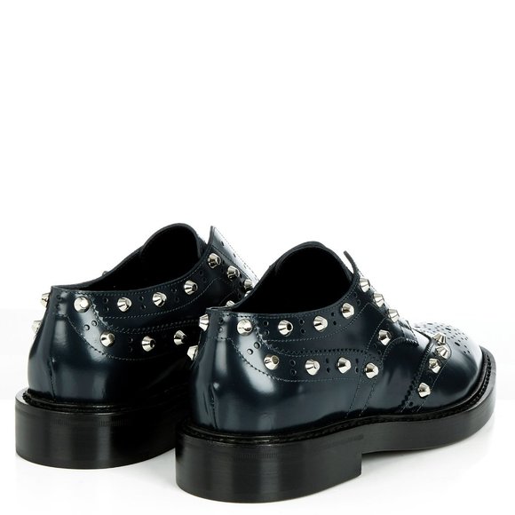 Balenciaga Dark Blue (Bleu Obscur) Studded Wing-tip Laceless Derby Loafer - Picture 3 of 3